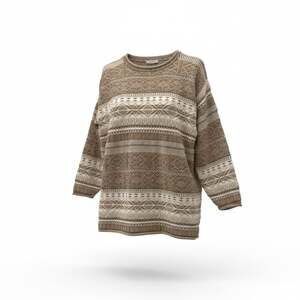 Vtg Capezio Geometric Patterned Knit Crewneck Sweater 100% Cotton Made in USA Sz